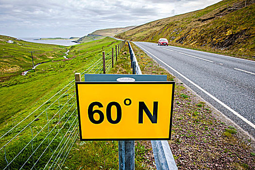 北方,纬度,道路,大陆,设得兰群岛,苏格兰,英国,欧洲