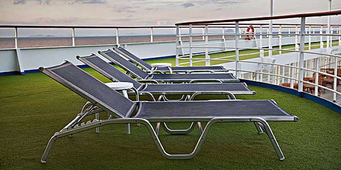 休闲椅,坐,绿色,人造草皮,甲板,游船