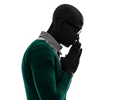 非洲,黑人,思考,祈祷,剪影
