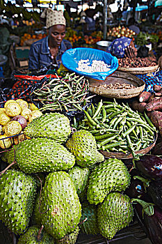女人,销售,果蔬,城市,市场,马普托,莫桑比克
