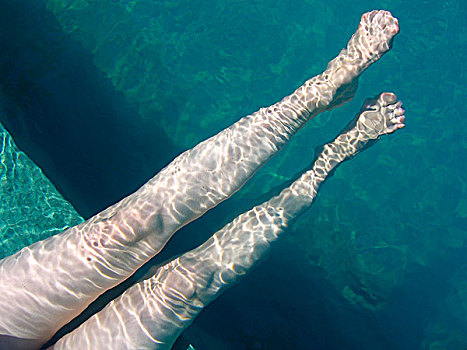 腿,女人,水下