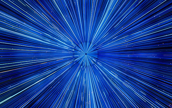宇宙隧道光速线条,蓝色发光粒子线条
