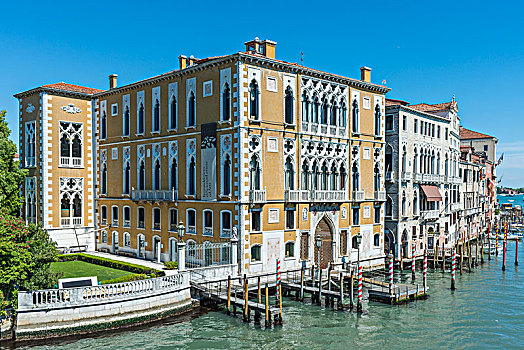 大运河,宫殿,后面,邸宅,风景,桥,威尼斯,威尼托,意大利
