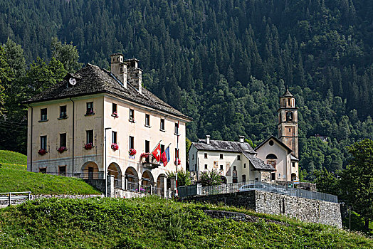 乡村,教堂,提契诺河,瑞士
