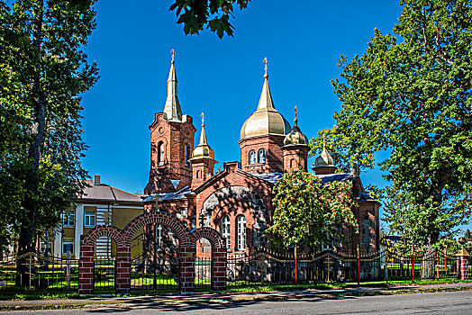 圣三一教堂,东正教,湖,爱沙尼亚,欧洲