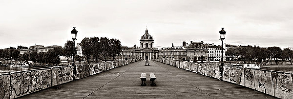艺术桥,上方,塞纳河,巴黎