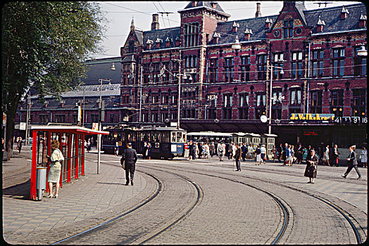 街景,中央车站,阿姆斯特丹,荷兰,人,街道,城市,历史