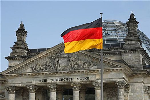 旗帜,德国国会大厦,议会,柏林,德国,欧洲