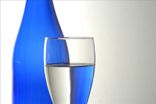 蓝色,瓶子,香槟酒杯