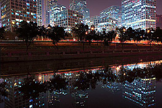 北京cbd商圈建筑夜景