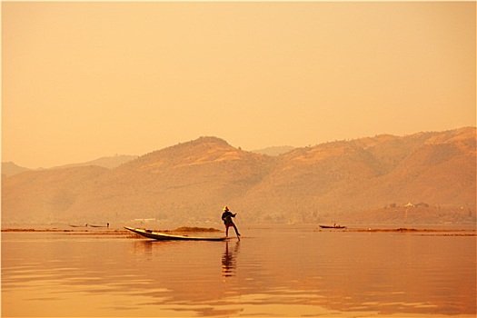 渔民,茵莱湖,缅甸