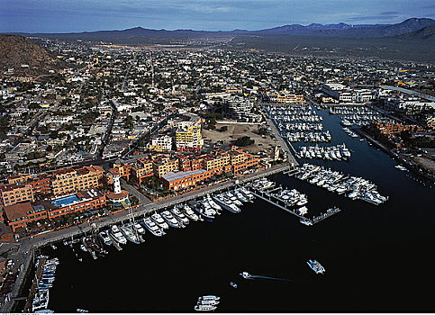 航拍,船,港口,卡波圣卢卡斯,北下加利福尼亚州,墨西哥