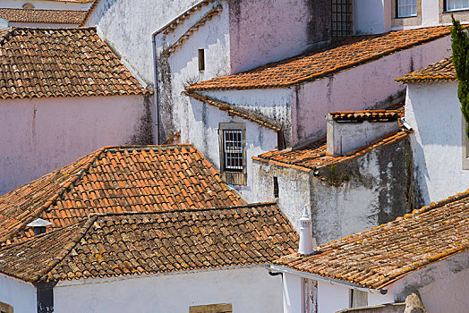 风景,奥比都斯,屋顶,城市,墙壁,城堡,地区,滨海,葡萄牙,欧洲
