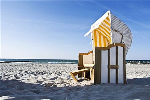沙滩椅,海滩,梅克伦堡前波莫瑞州,德国,欧洲