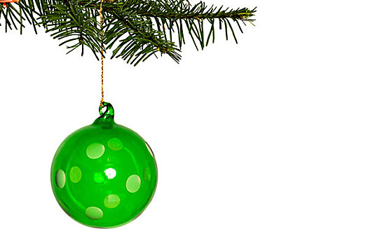 绿色,圣诞装饰,悬挂,枝条