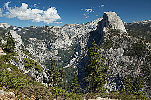半圆顶,石头,后部,优胜美地山谷,风景,冰河,优胜美地国家公园,加利福尼亚,美国