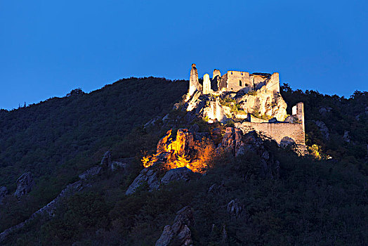 城堡遗迹,高处,瓦绍,下奥地利州,奥地利,欧洲