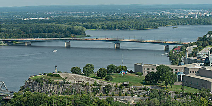 桥,俯视,渥太华河,渥太华,安大略省,加拿大
