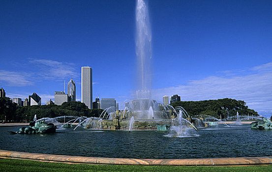 美国,伊利诺斯,芝加哥,格兰特公园,白金汉喷泉