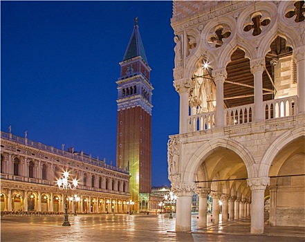 威尼斯,总督,宫殿,钟楼,早晨,黃昏