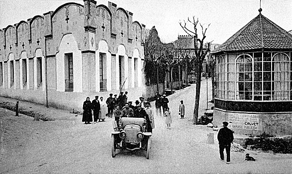 汽车,散步场所,乡村,巴塞罗那,早,20世纪,照片