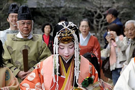 节日,奢侈,和服,日本神道,典礼,神祠,京都,日本,亚洲