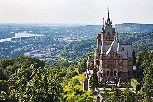 城堡,德哈亨费茨,石头,七峰山,山峦,北莱茵威斯特伐利亚,德国,欧洲