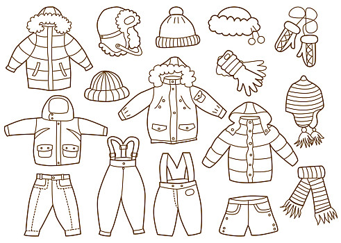 幼儿园冬天衣服简笔画图片