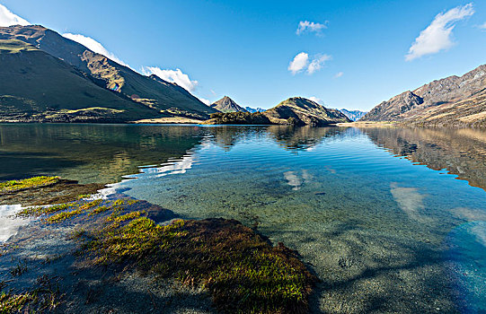 山,反射,湖,靠近,皇后镇,奥塔哥地区,南部地区,新西兰,大洋洲