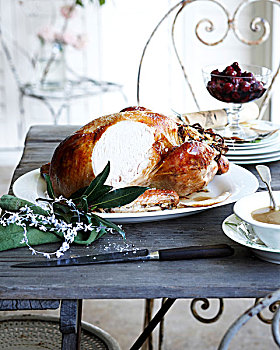 切片,烤,栗子,土耳其,内庭,圣诞桌