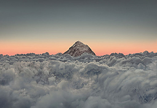 俯视,珠穆朗玛峰,云海,尼泊尔,亚洲