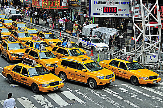 高峰时间,出租车,市中心,曼哈顿,纽约,美国,北美