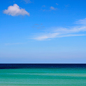 风景,蓝色,海洋,天空,正午,一种小艇,岛屿,苏格兰,英国