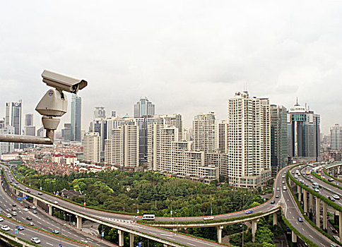上海,监控摄像机,摩天大楼