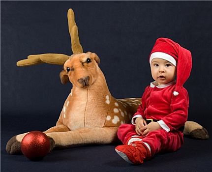 儿童,衣服,圣诞老人,驯鹿