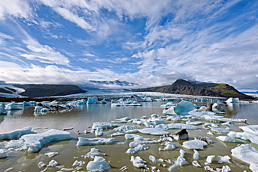冰河,湖,南方,区域,冰岛,欧洲