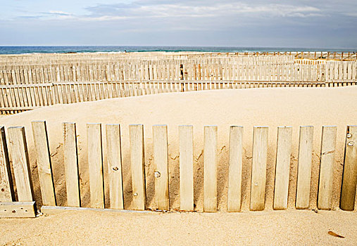木篱笆,海滩,西班牙