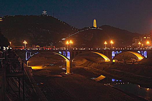 陕西安延安宝塔山夜景