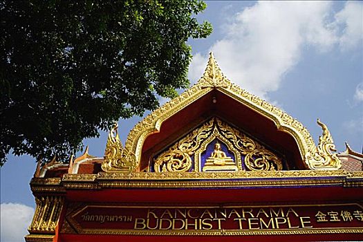 佛教寺庙,屋顶,特写,新加坡