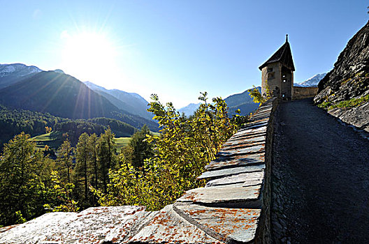 楼梯,城堡,恩格达恩,瑞士,欧洲