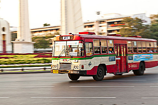 巴士,旅行,过去,民主,纪念建筑,曼谷