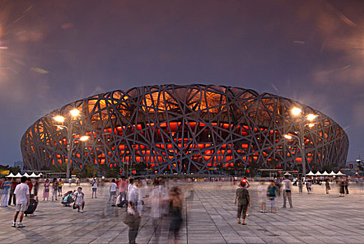 国家体育场,窝,晚上,北京,亚洲