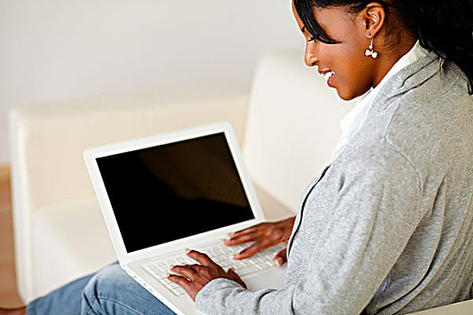 美国黑人,女孩,浏览,互联网,笔记本电脑
