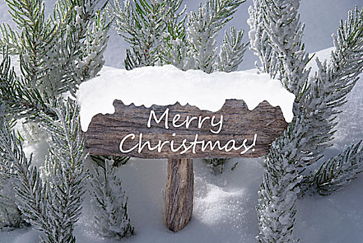 标识,雪,冷杉,枝条,文字,圣诞快乐