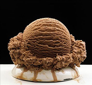 一个,舀具,巧克力冰淇淋,盘子