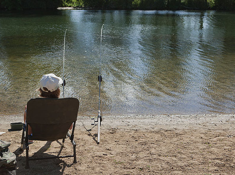 女人,钓鱼,河边