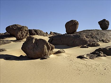 石头,漂石,努比亚,沙漠,东北方,苏丹,撒哈拉沙漠