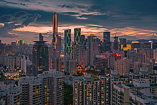 中国广东深圳福田中心区都市夜景