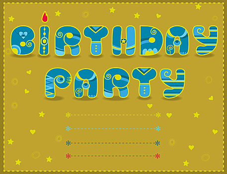生日派对,艺术,字体,有趣,邀请