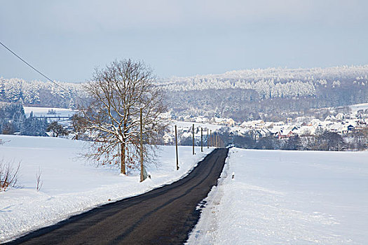 道路,积雪,土地,冬天,区域,德国